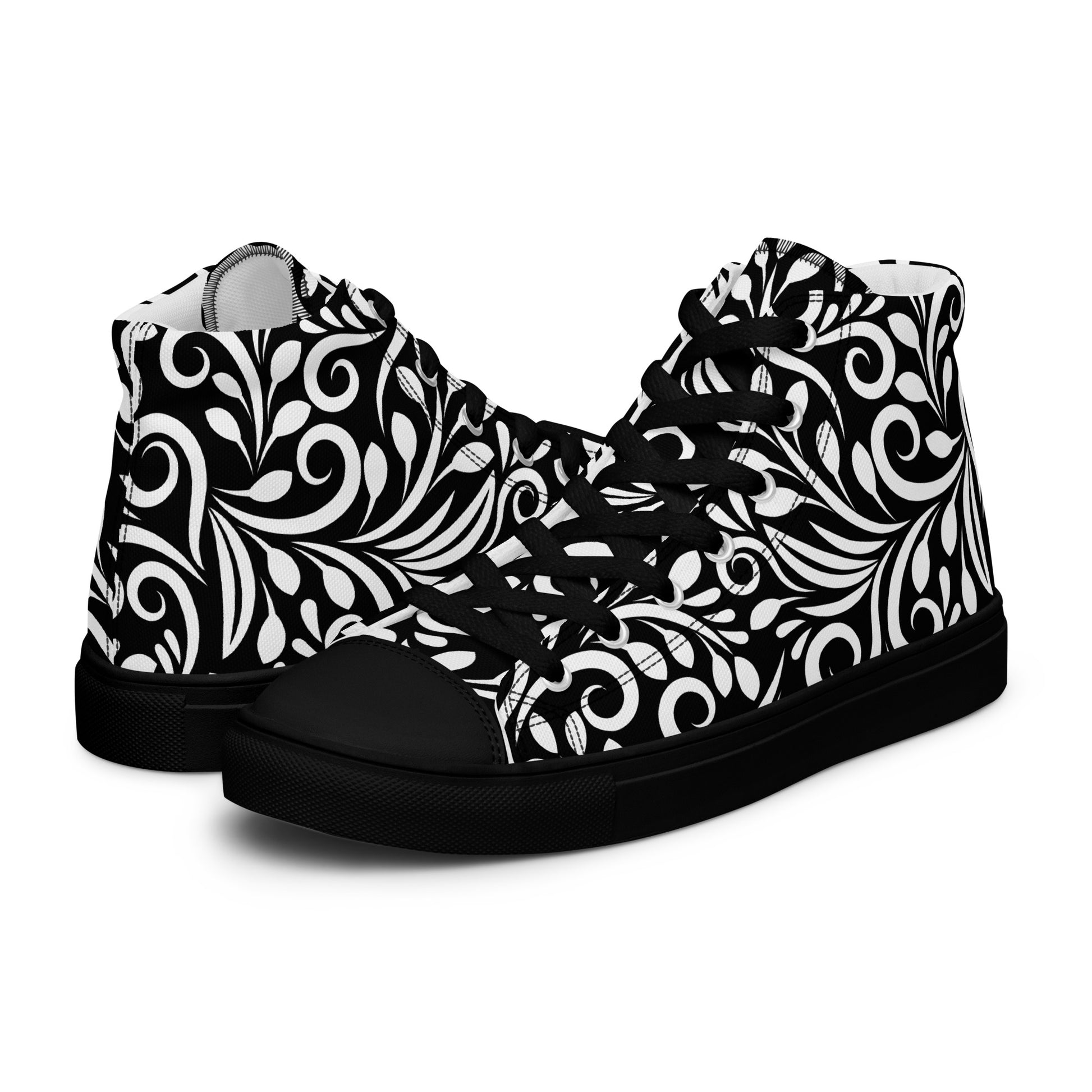 Prisimia Canvas Sneakers : Graphic Black & White Scrollwork