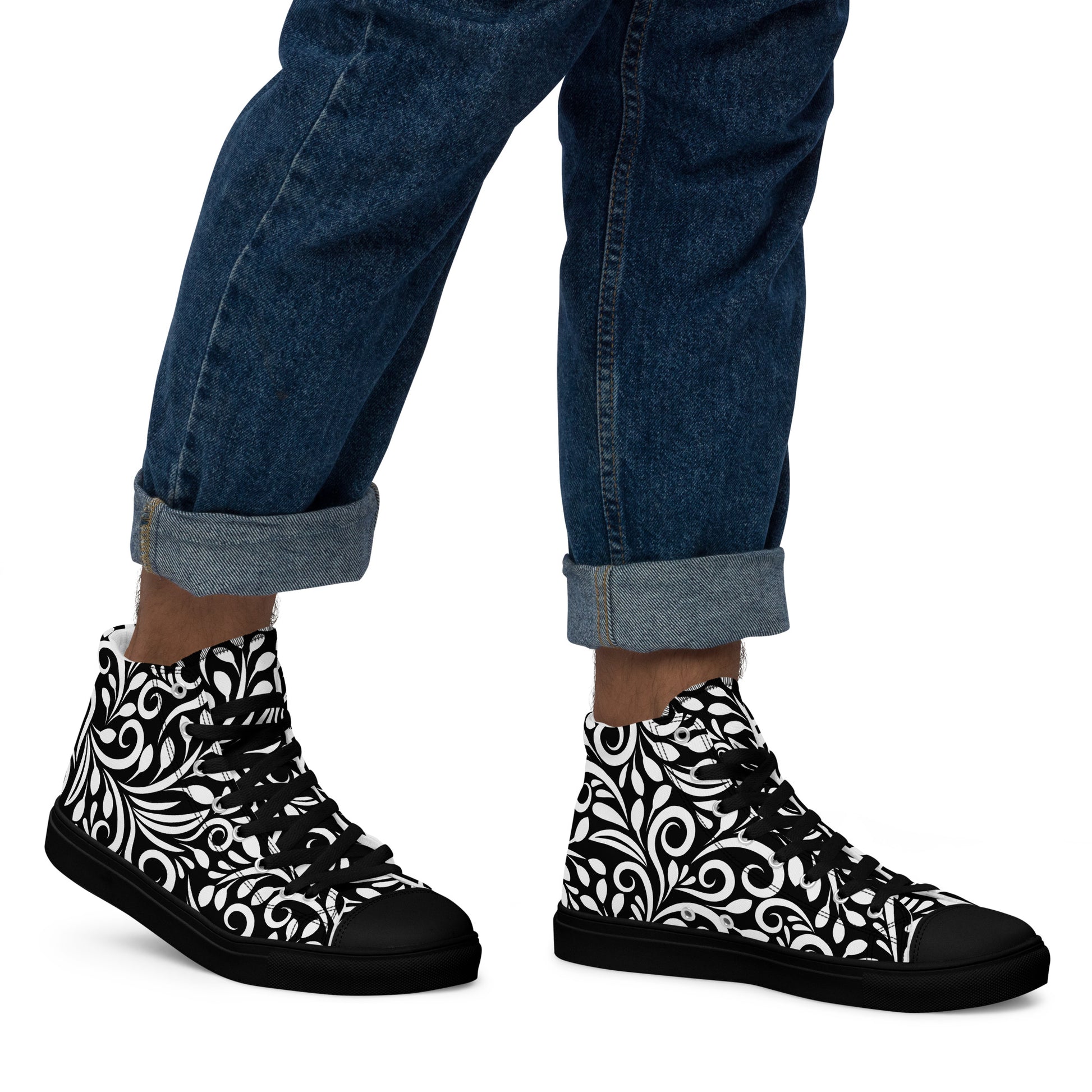 Prisimia Canvas Sneakers : Graphic Black & White Scrollwork