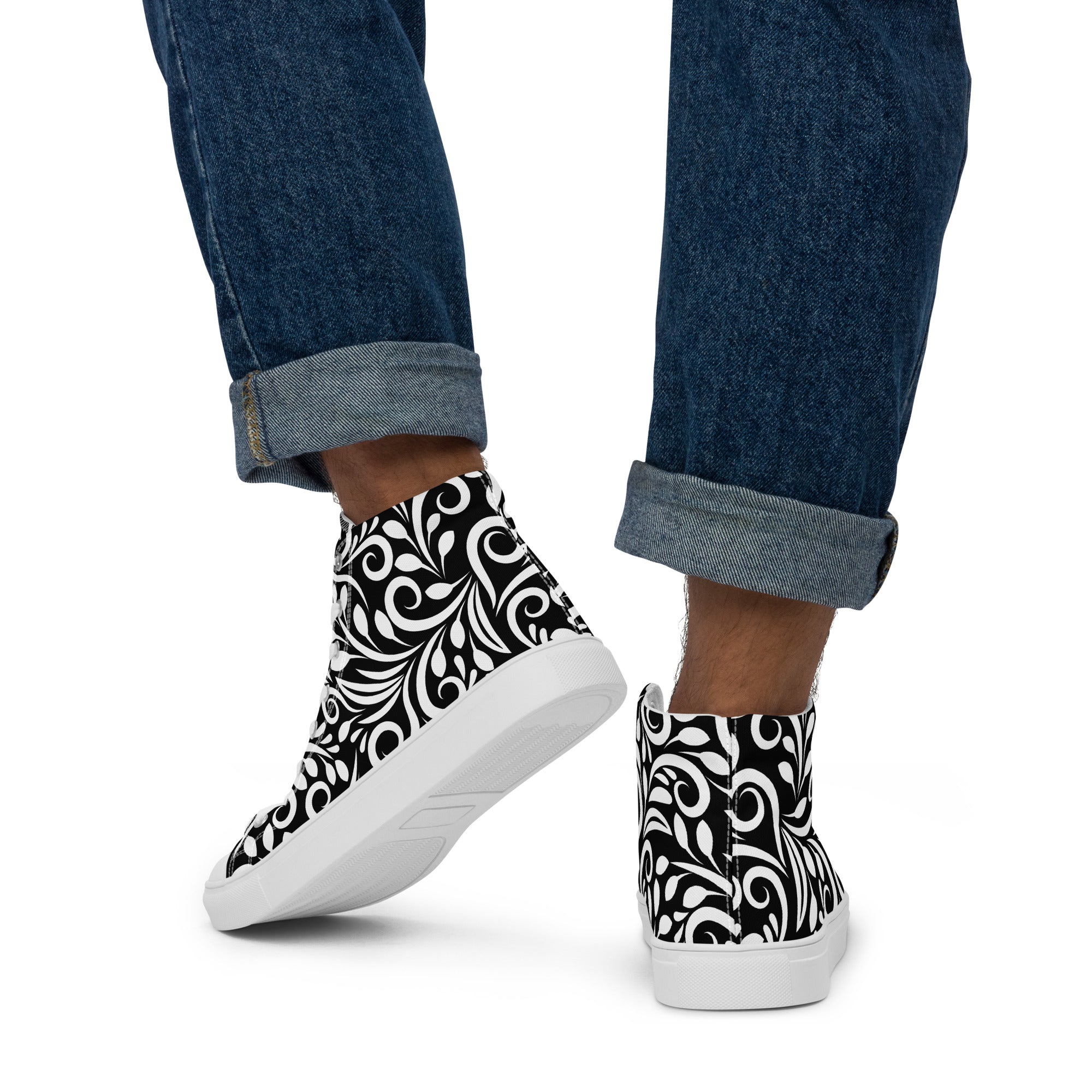 Prisimia Canvas Sneakers : Graphic Black & White Scrollwork