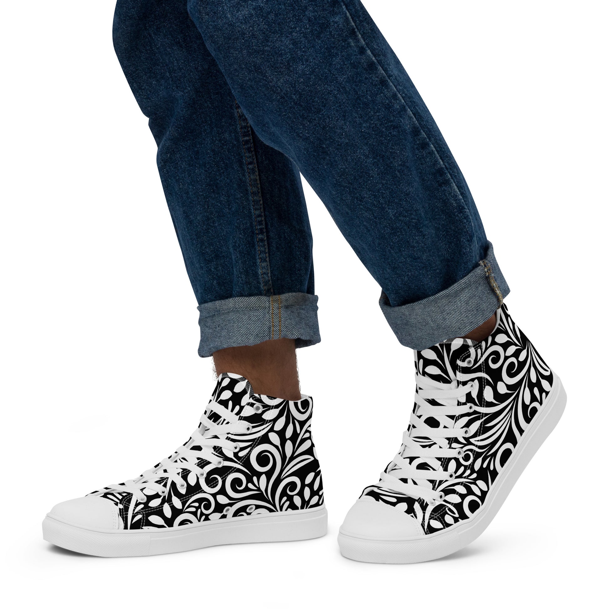 Prisimia Canvas Sneakers : Graphic Black & White Scrollwork