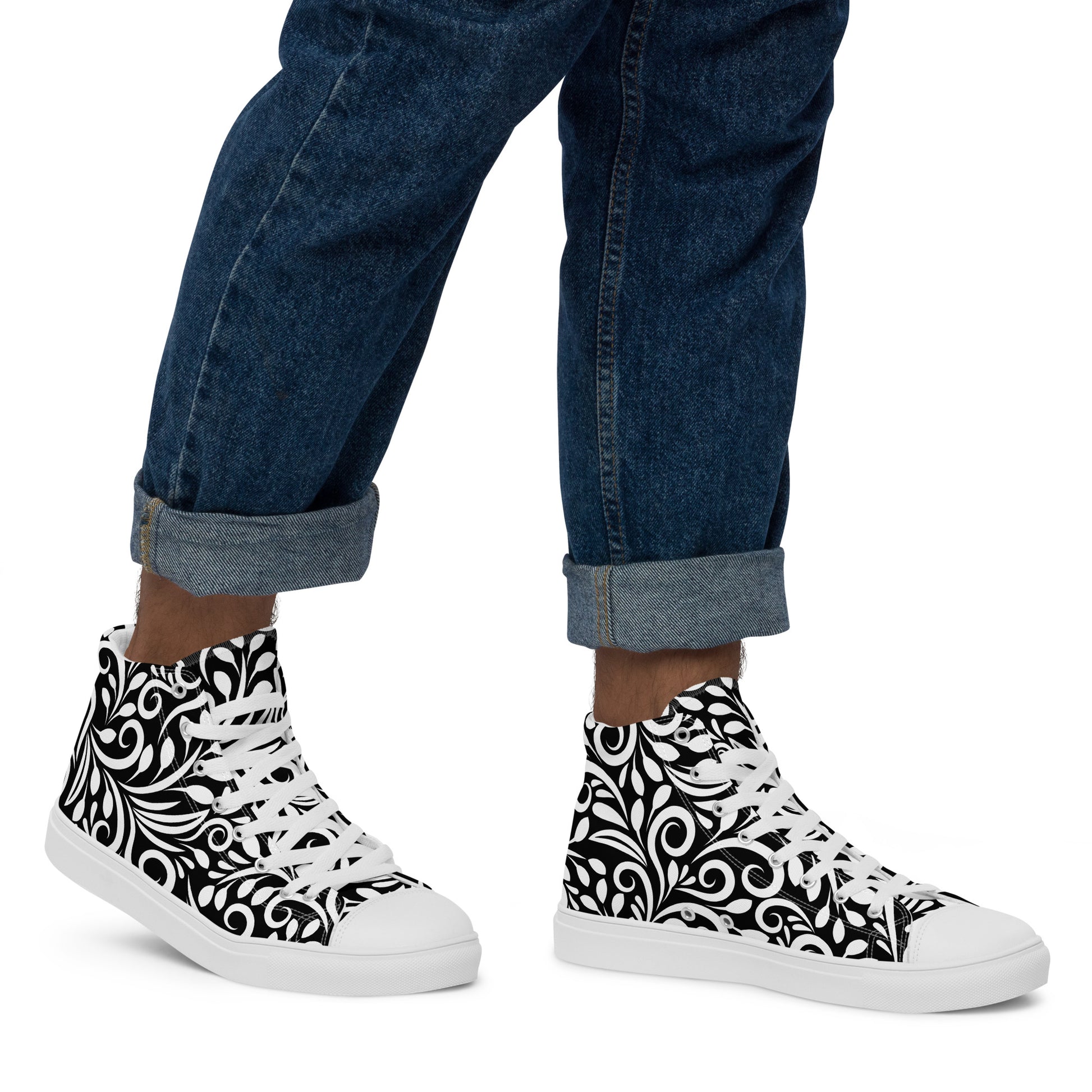 Prisimia Canvas Sneakers : Graphic Black & White Scrollwork