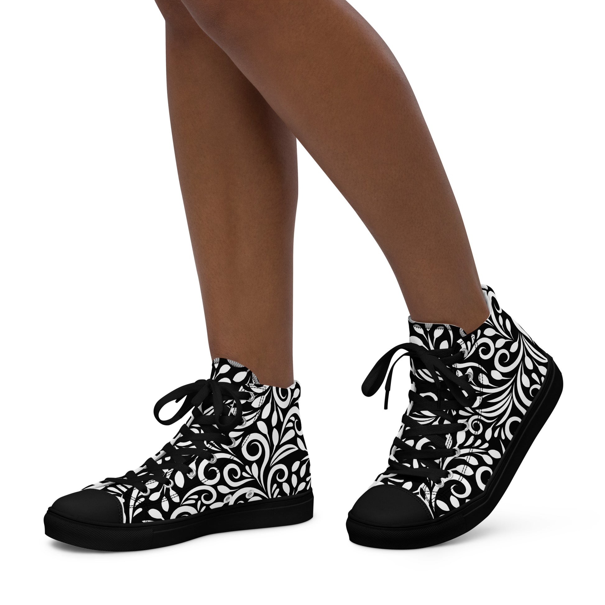 Prisimia Canvas Sneakers : Striking Black & White Scrollwork
