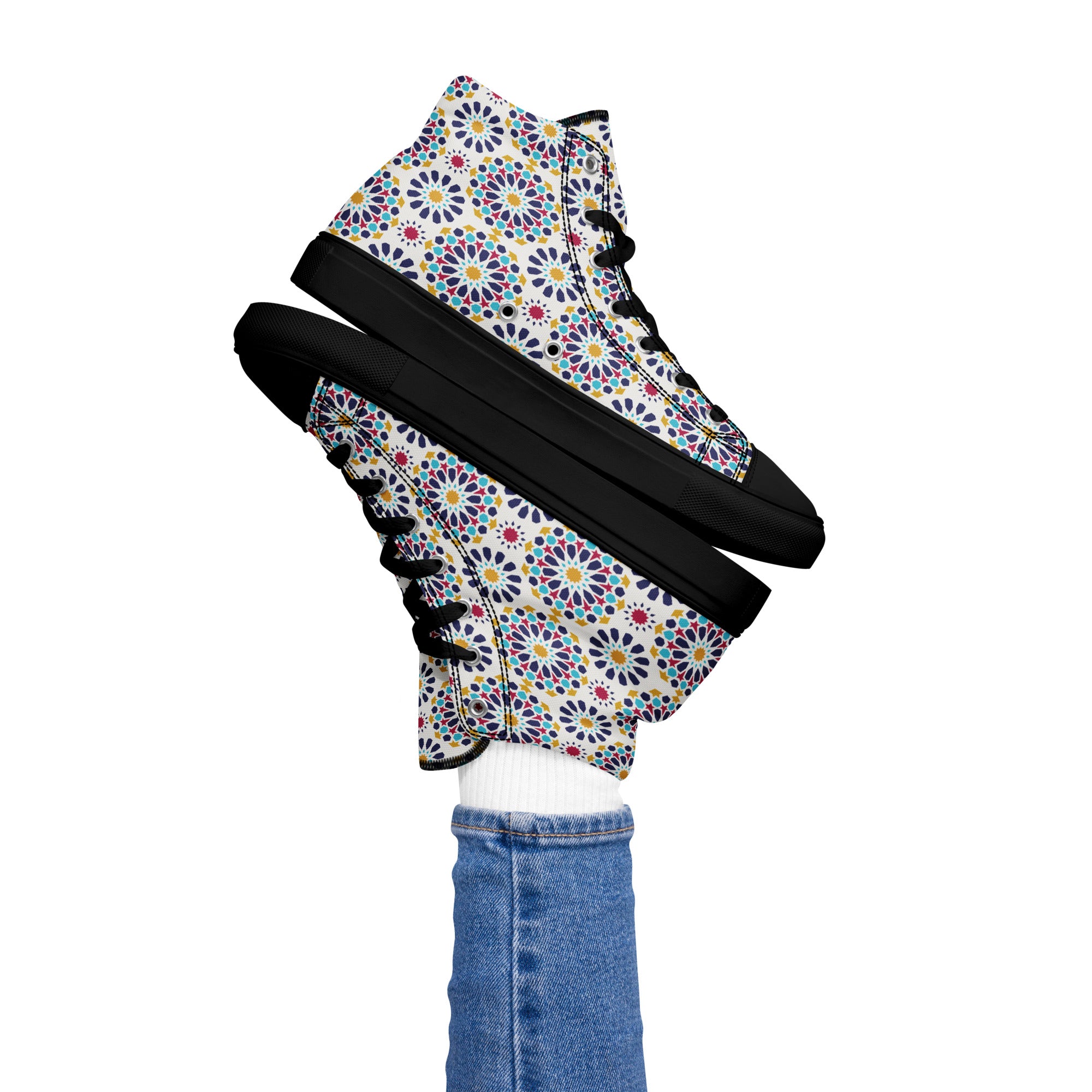 Prisimia Canvas Sneakers : Vibrant Geometric High-Tops
