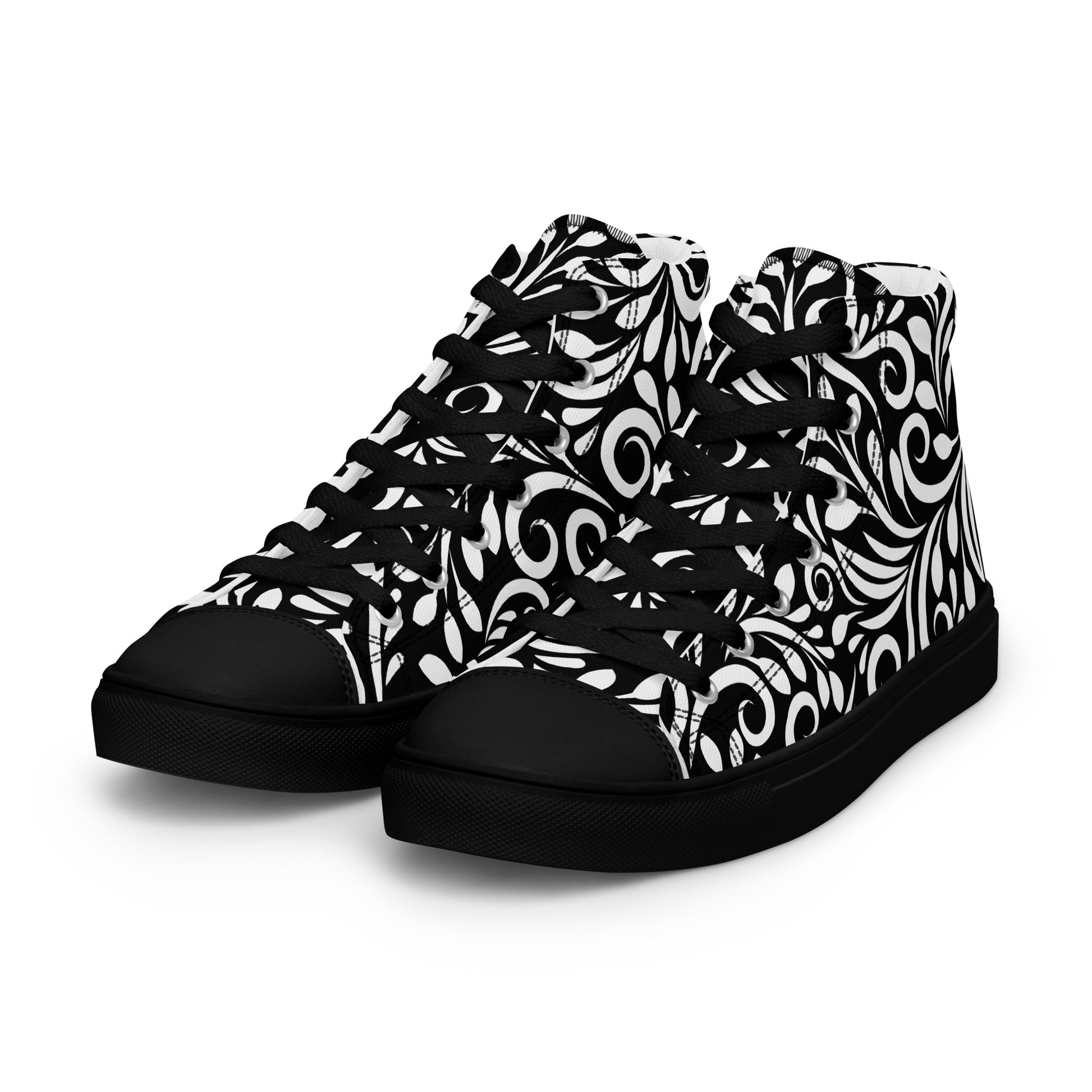 Prisimia Canvas Sneakers : Striking Black & White Scrollwork