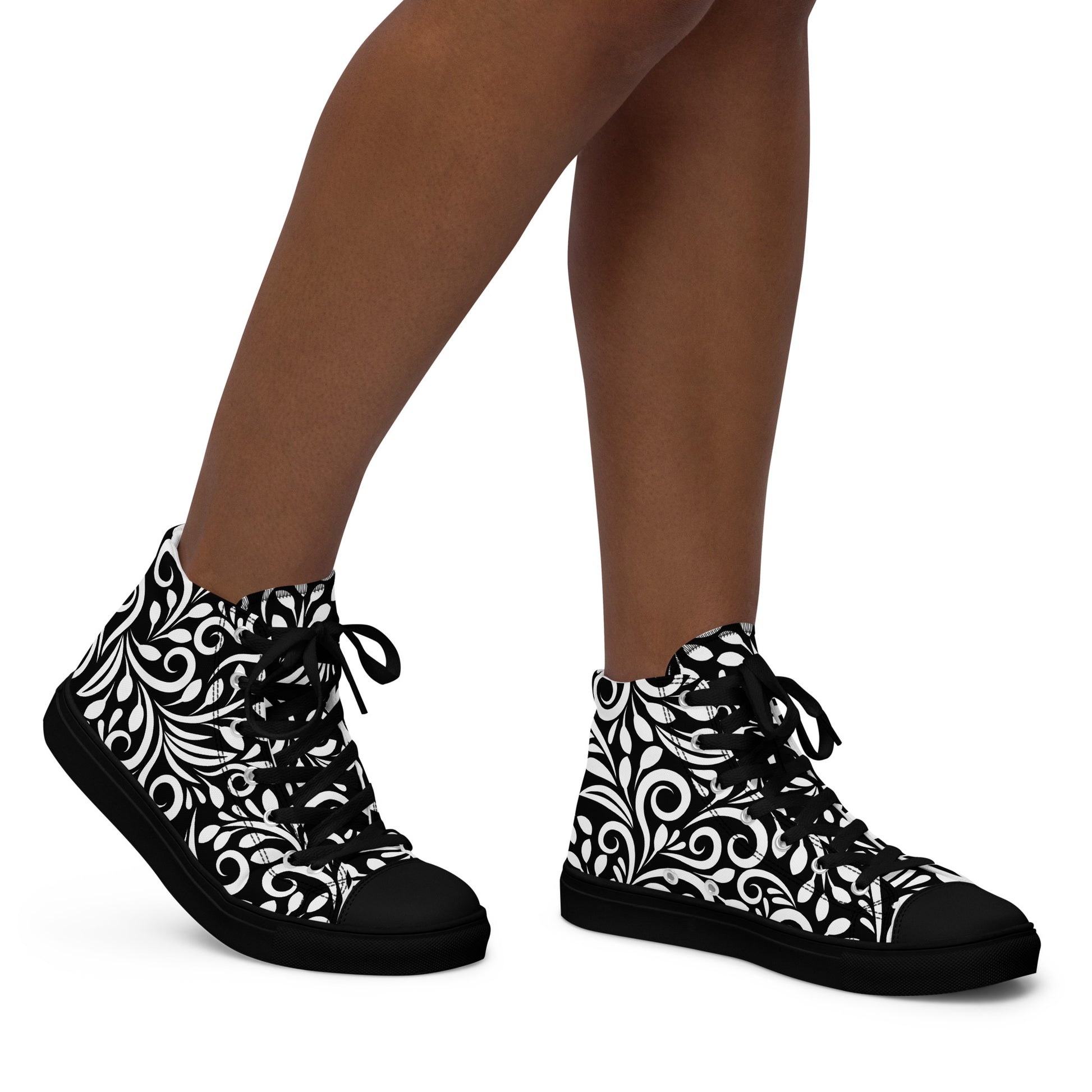 Prisimia Canvas Sneakers : Striking Black & White Scrollwork