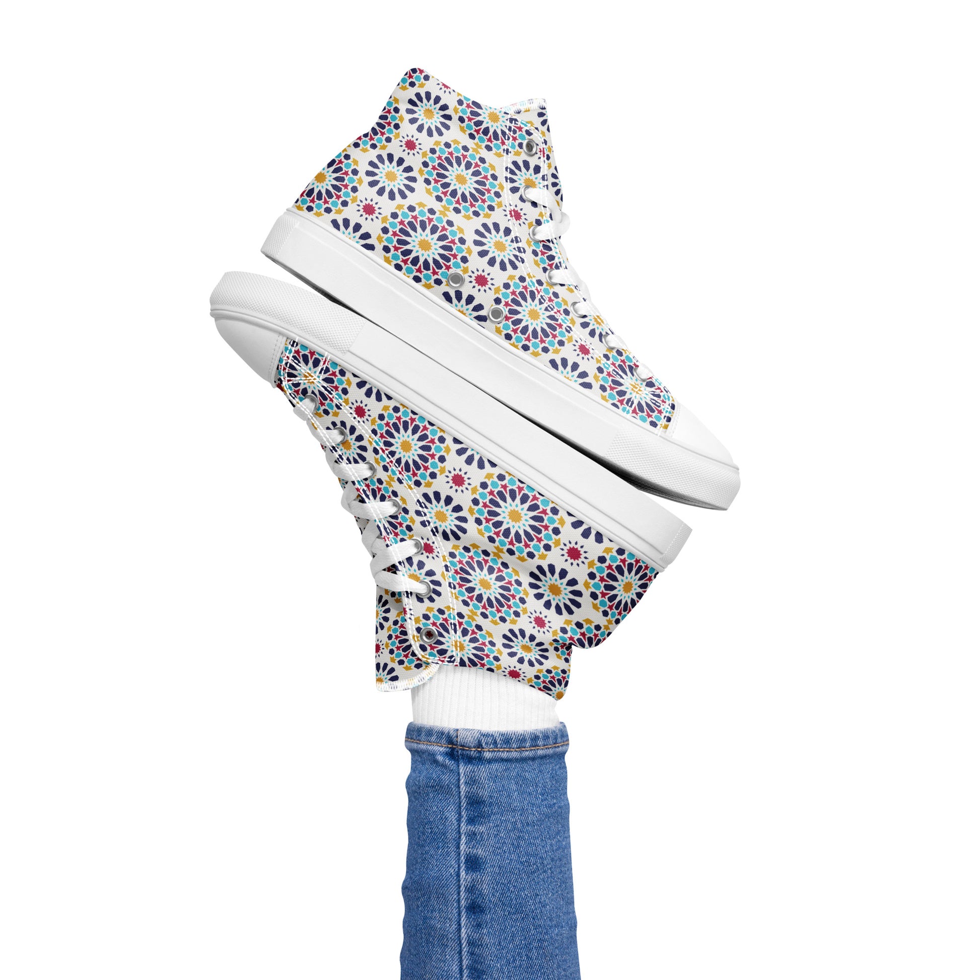 Prisimia Canvas Sneakers : Vibrant Geometric High-Tops