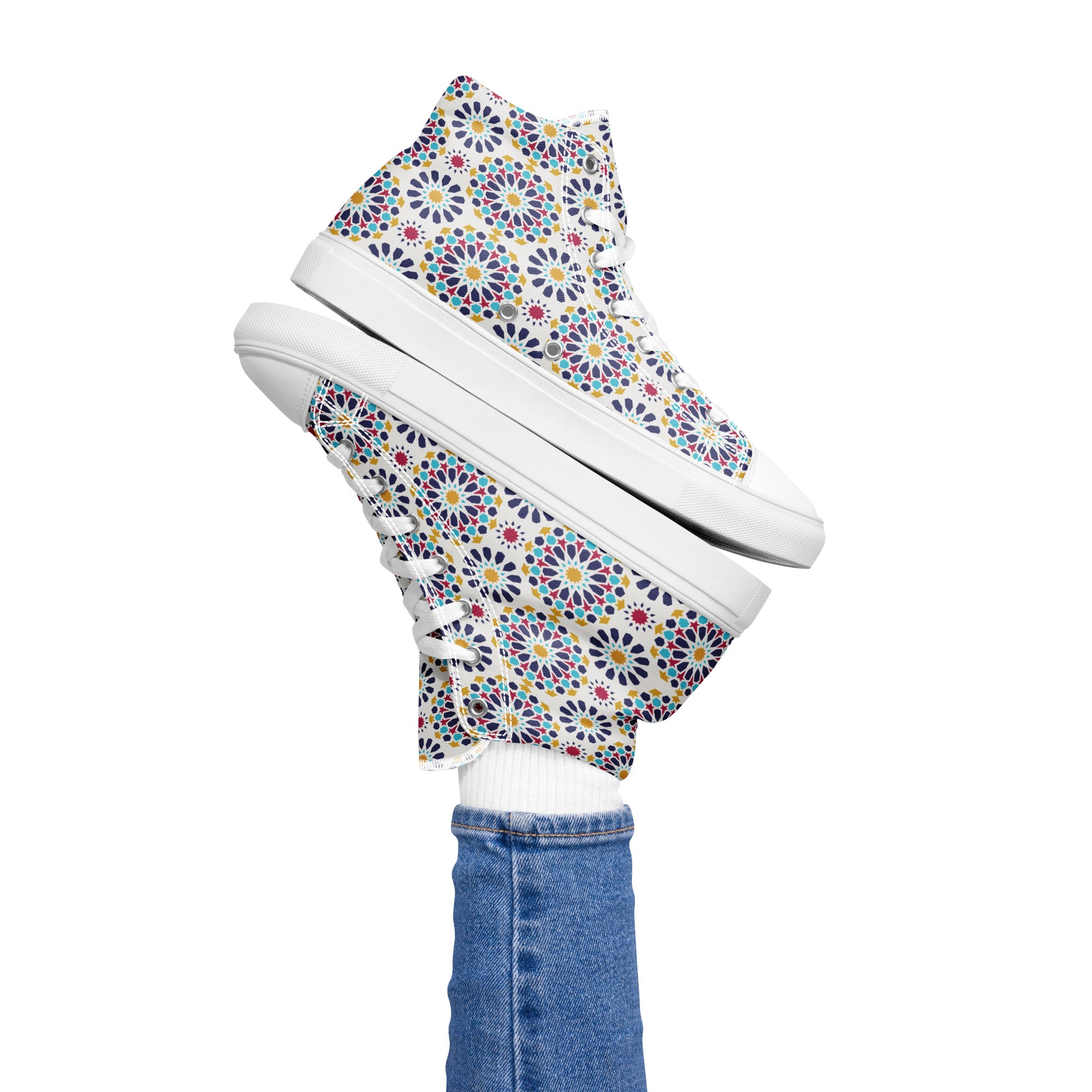 Prisimia Canvas Sneakers : Vibrant Geometric High-Tops