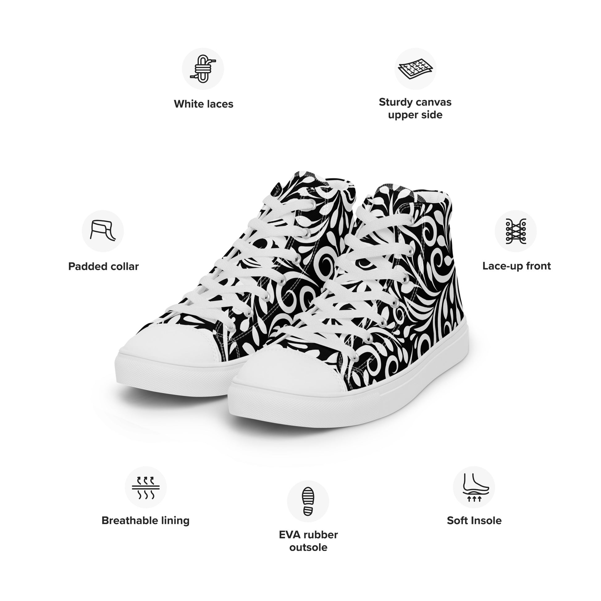 Prisimia Canvas Sneakers : Striking Black & White Scrollwork