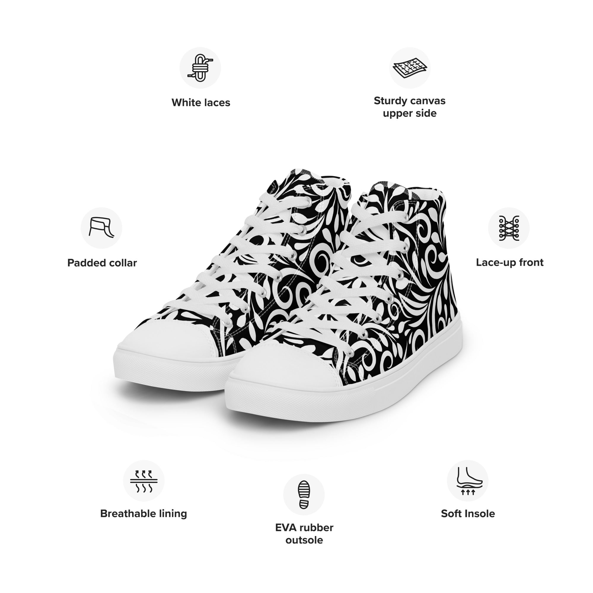 Prisimia Canvas Sneakers : Striking Black & White Scrollwork