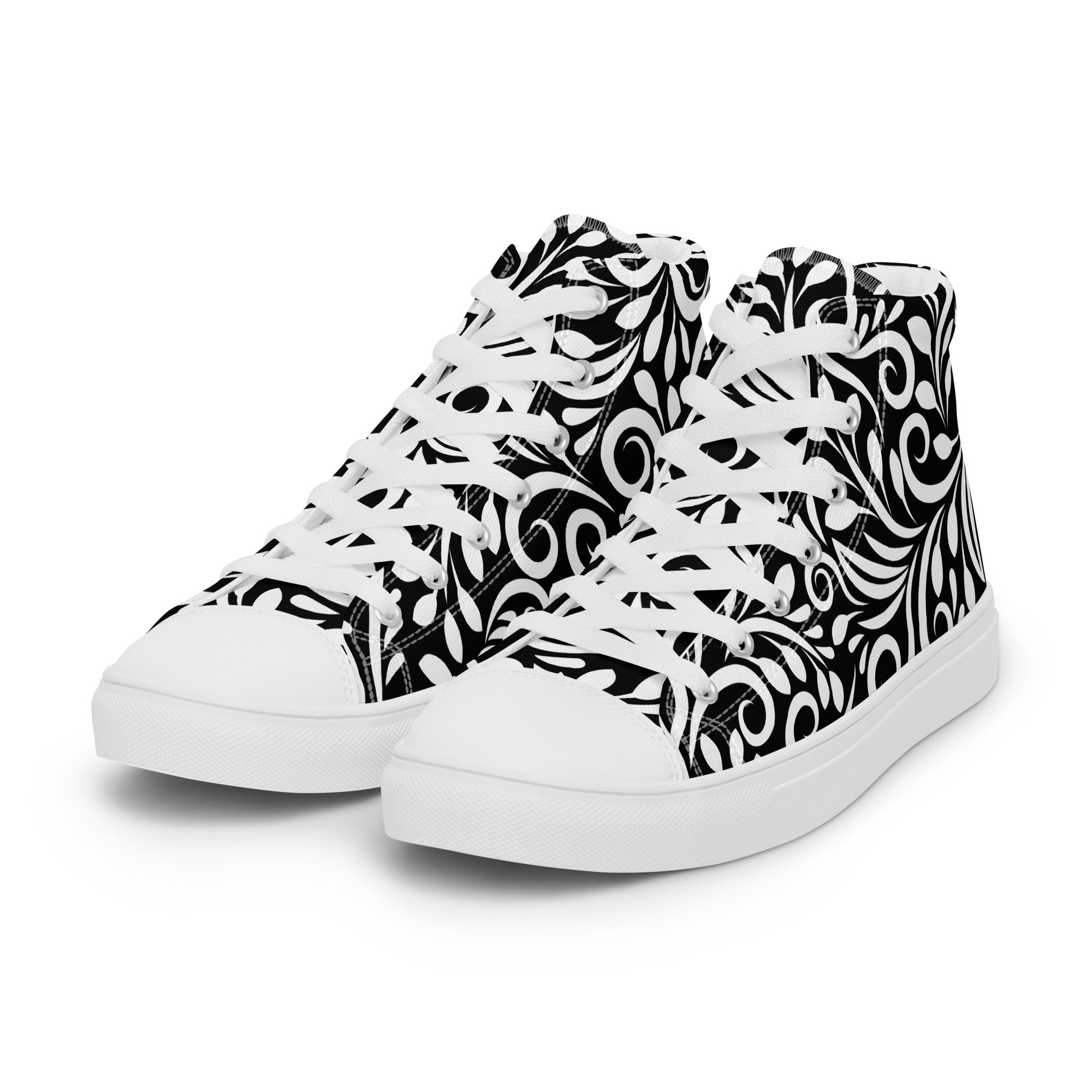 Prisimia Canvas Sneakers : Striking Black & White Scrollwork