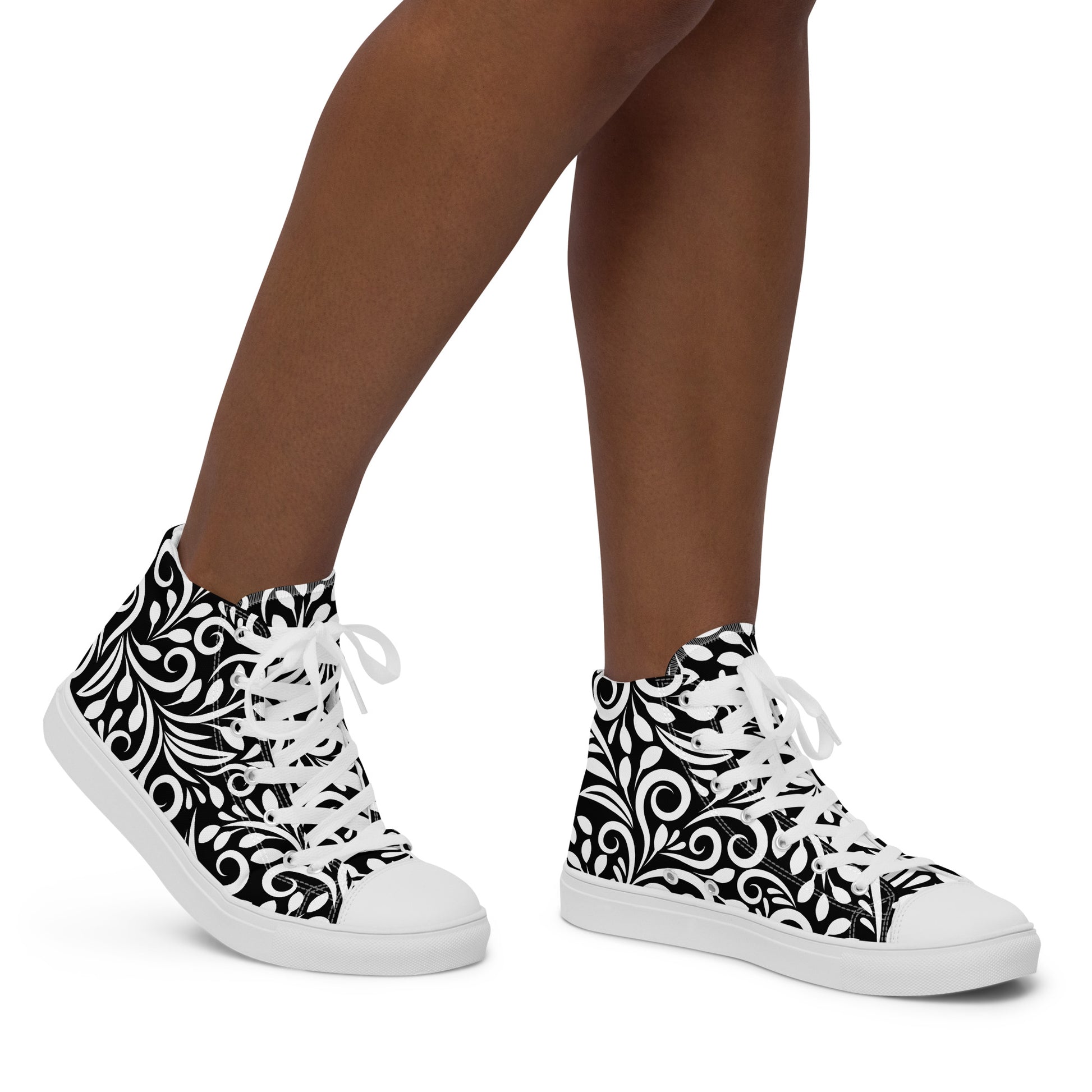 Prisimia Canvas Sneakers : Striking Black & White Scrollwork