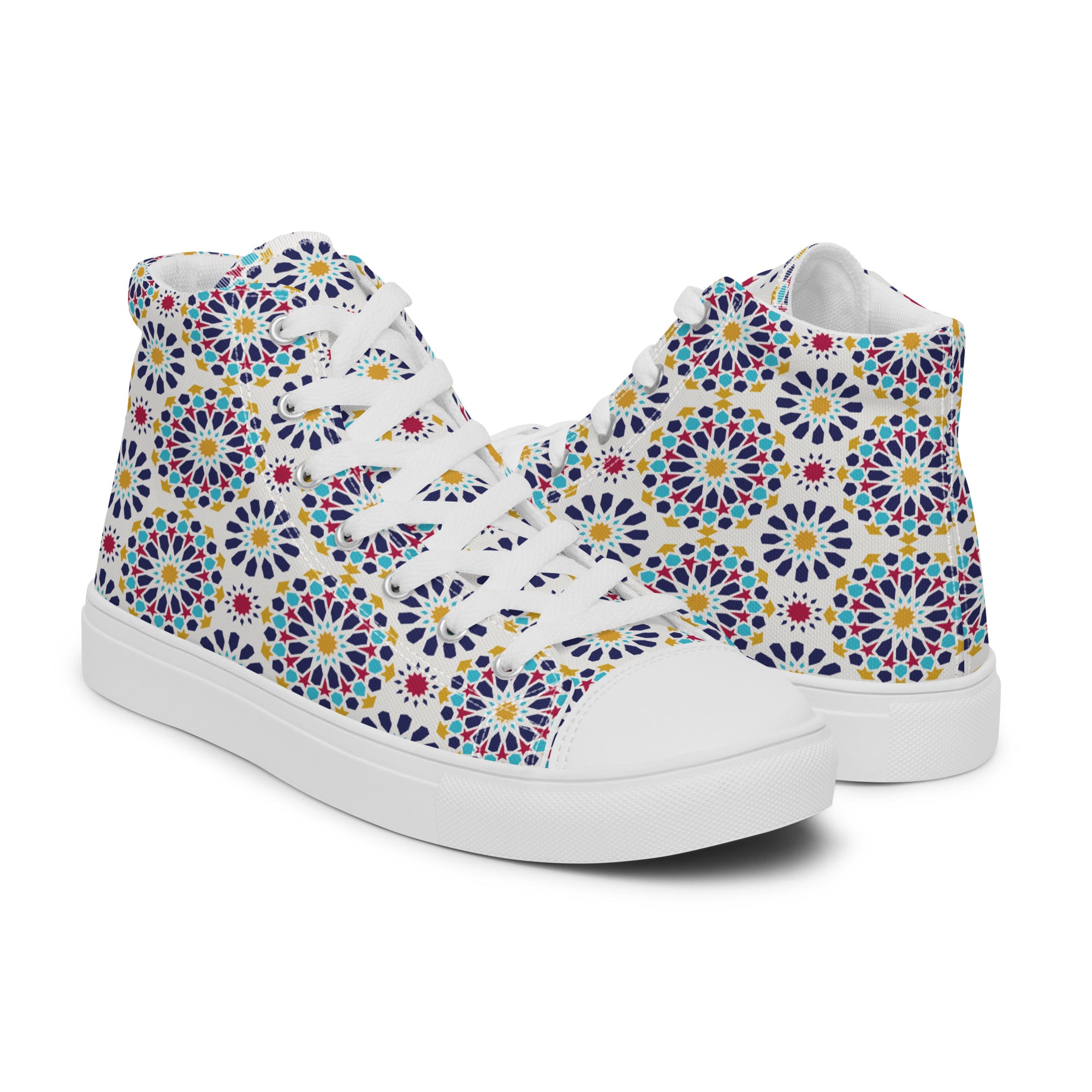 Prisimia Canvas Sneakers : Vibrant Geometric High-Tops