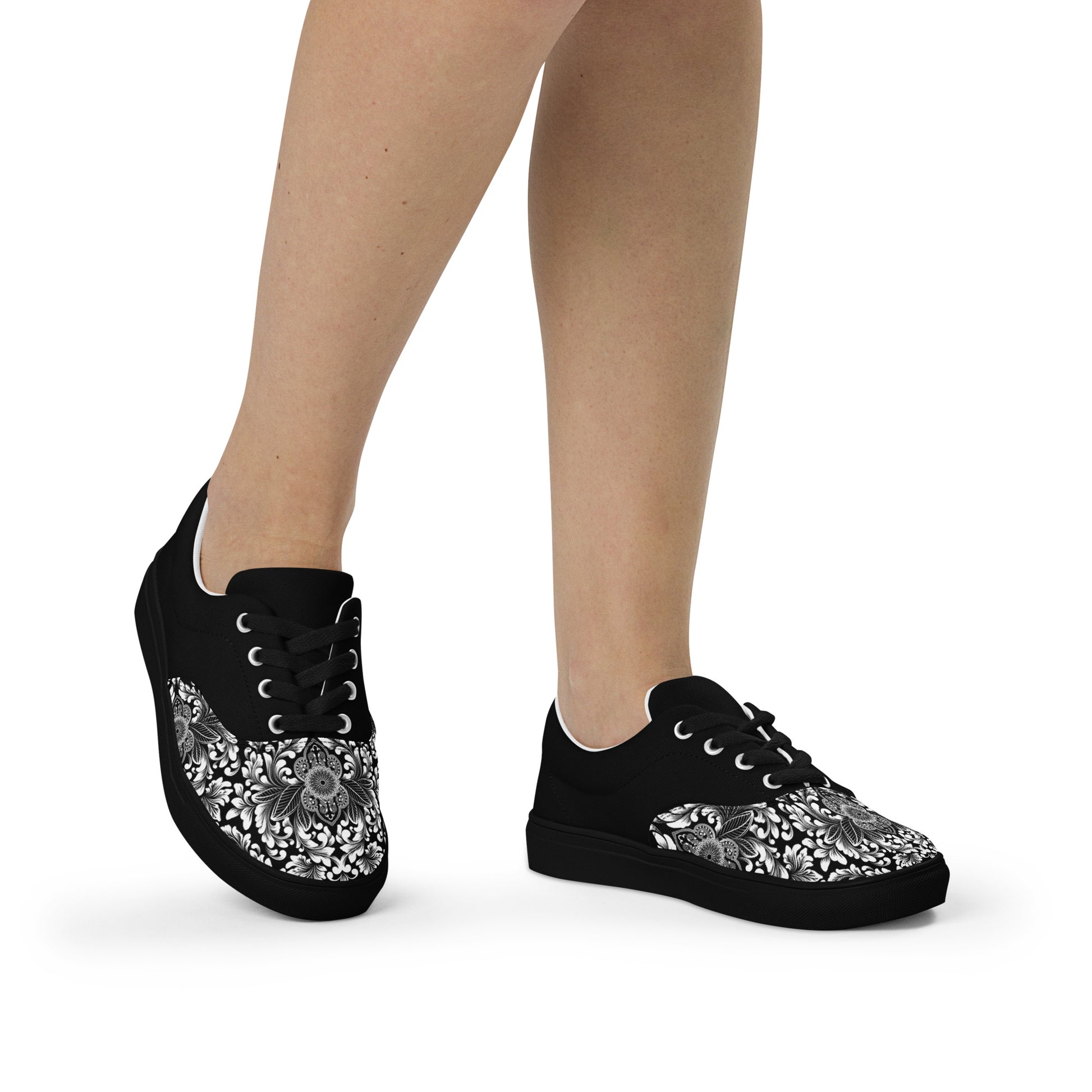 Prisimia Lace-up Canvas Shoes : Monochrome Elegance Defined