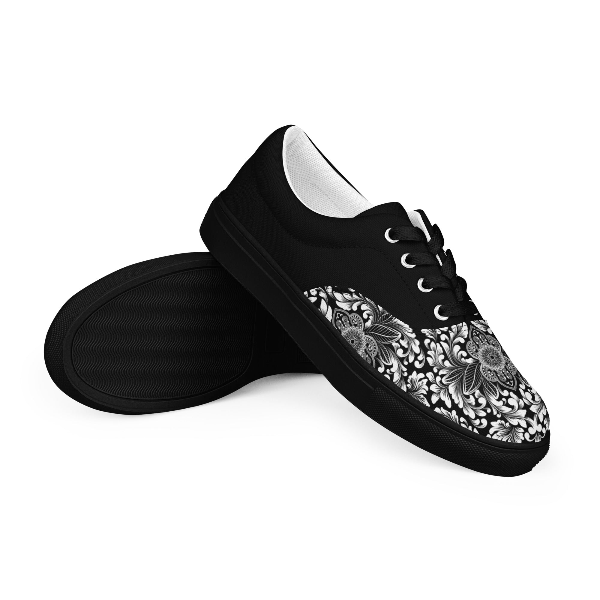 Prisimia Lace-up Canvas Shoes : Monochrome Elegance Defined