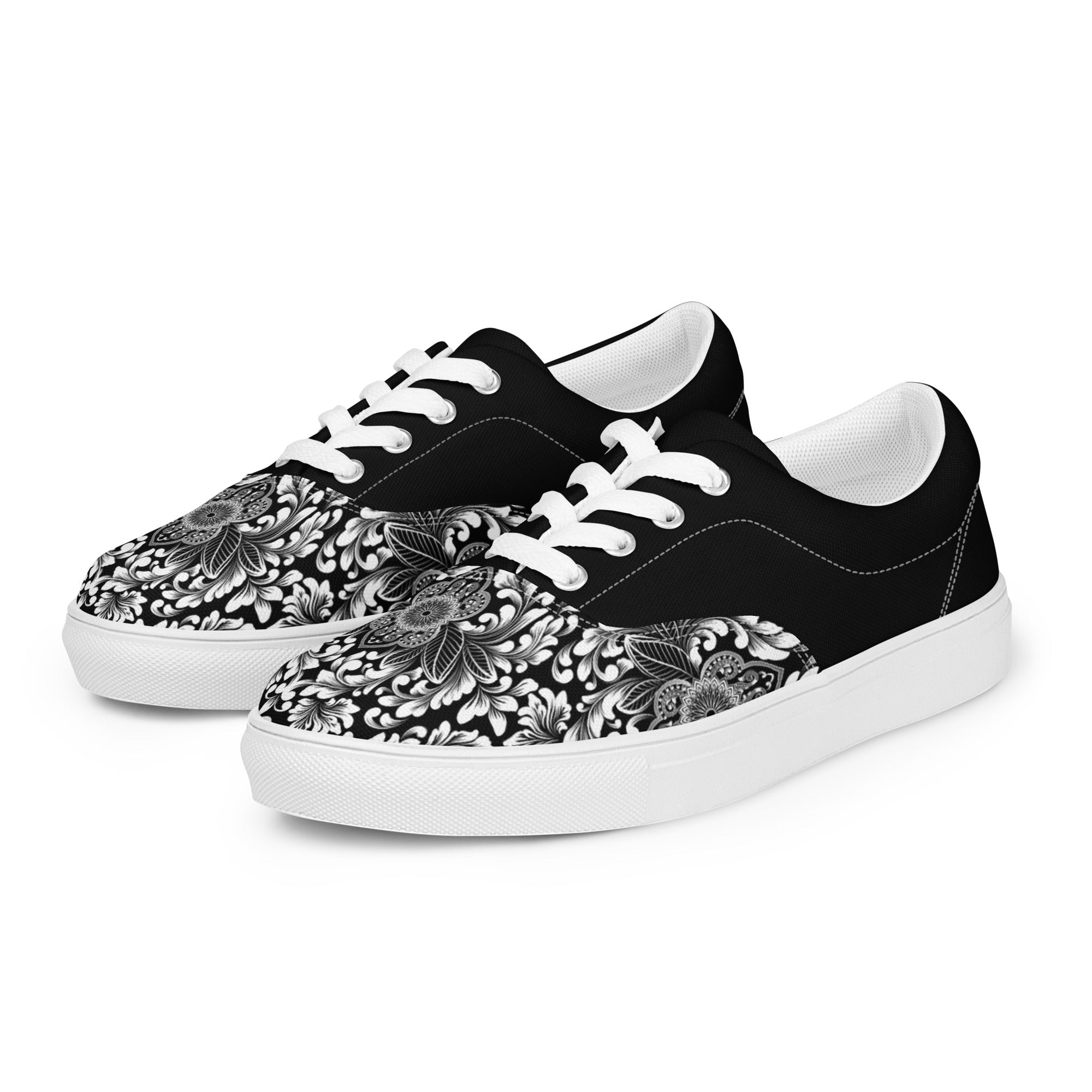 Prisimia Lace-up Canvas Shoes : Monochrome Elegance Defined