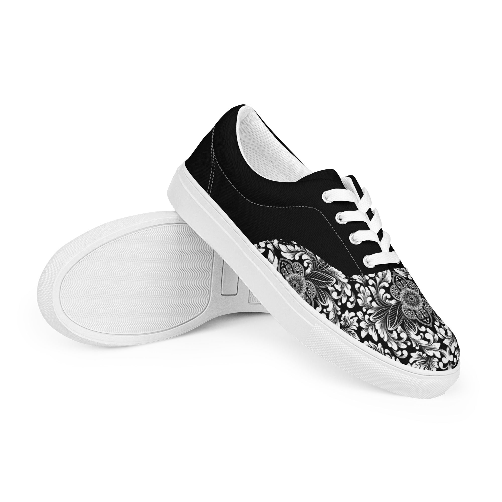 Prisimia Lace-up Canvas Shoes : Monochrome Elegance Defined